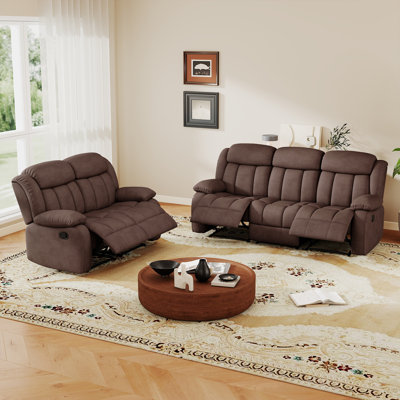 2 - Piece Transitional Modern Microfiber Upholstered Manual Reclining Living Room Set
