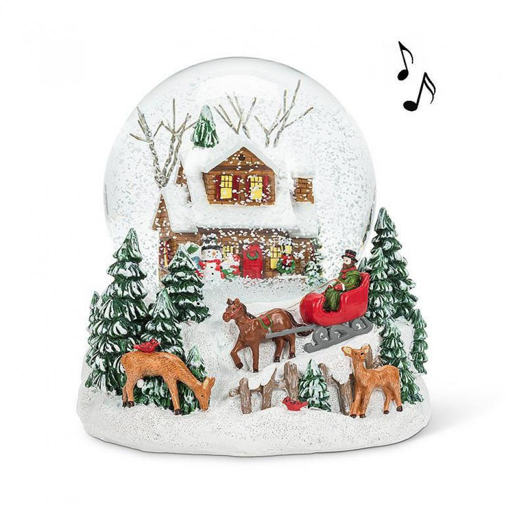 The Holiday Aisle® Village Snow Globe with Music Snow Globe Wayfair