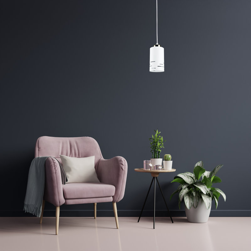 - Light Pendant, 1 Light, White/Gold