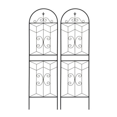 2 Pack Metal Garden Trellis Rustproof Trellis for Climbing Plants Outdoor Flower Support Black
