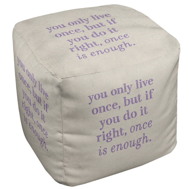 Repose-pieds cube, Blanc / Mauve