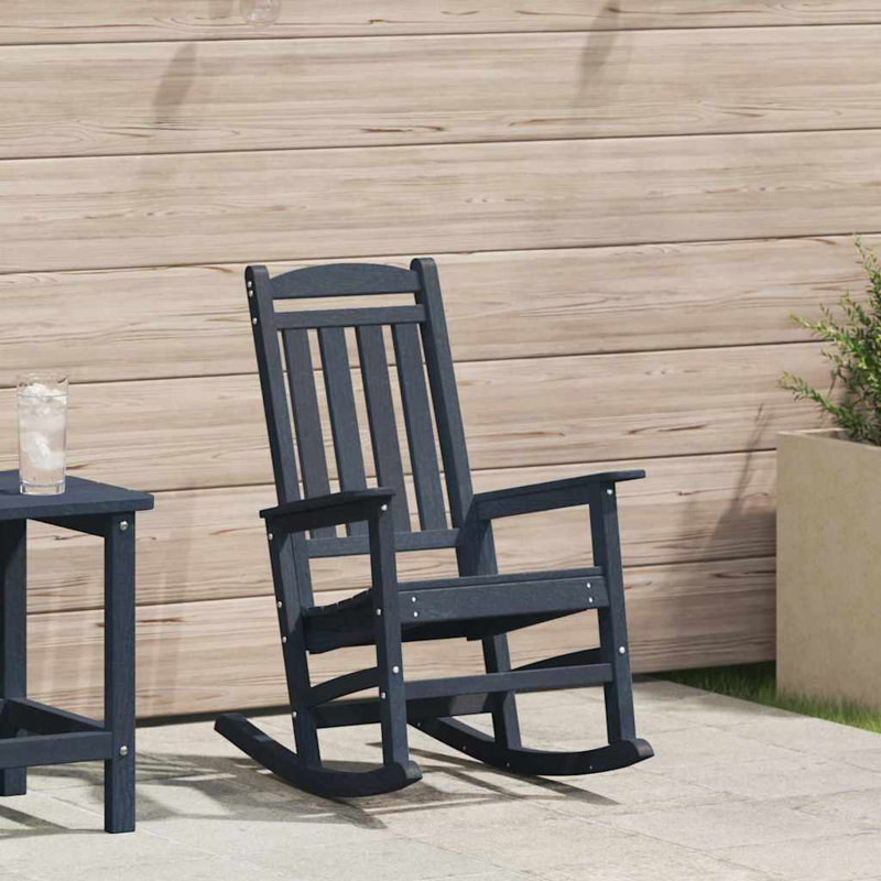 Garden Rocking Chair HDPE Furniture Outdoor Terrace Seating Patio, Navy