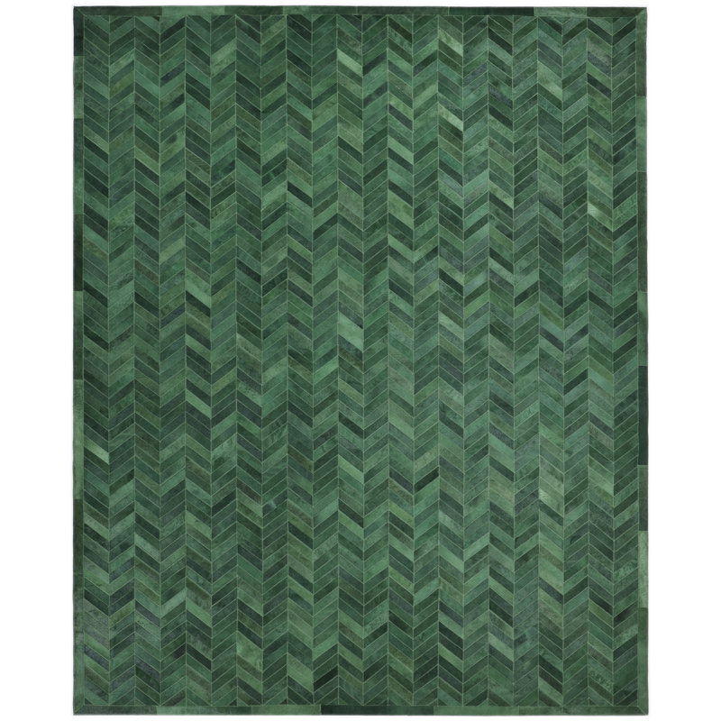 Tapis en cuir de vache Azikiwe, Rectangle 6 pi x 9 pi, Green