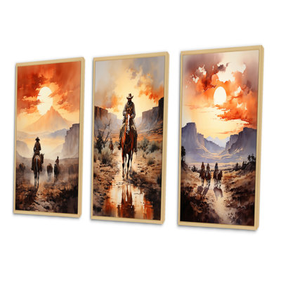 «Cowboy Chassing The Sunset», 3 pièces
