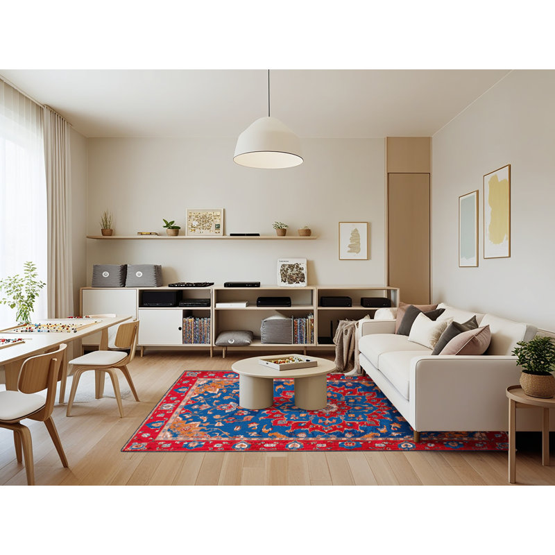 Machine Washable Tabriz Blue Area Rug, Rectangle 7 pi x 9 pi