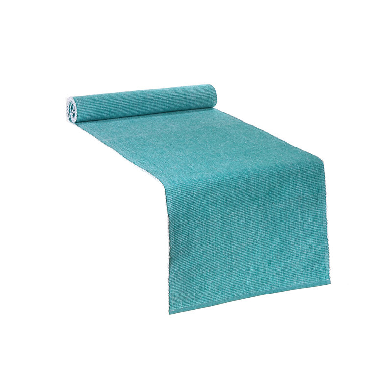 Chemin de table en mélange de coton de couleur unie, 63 po x 13 po, Bleu sarcelle