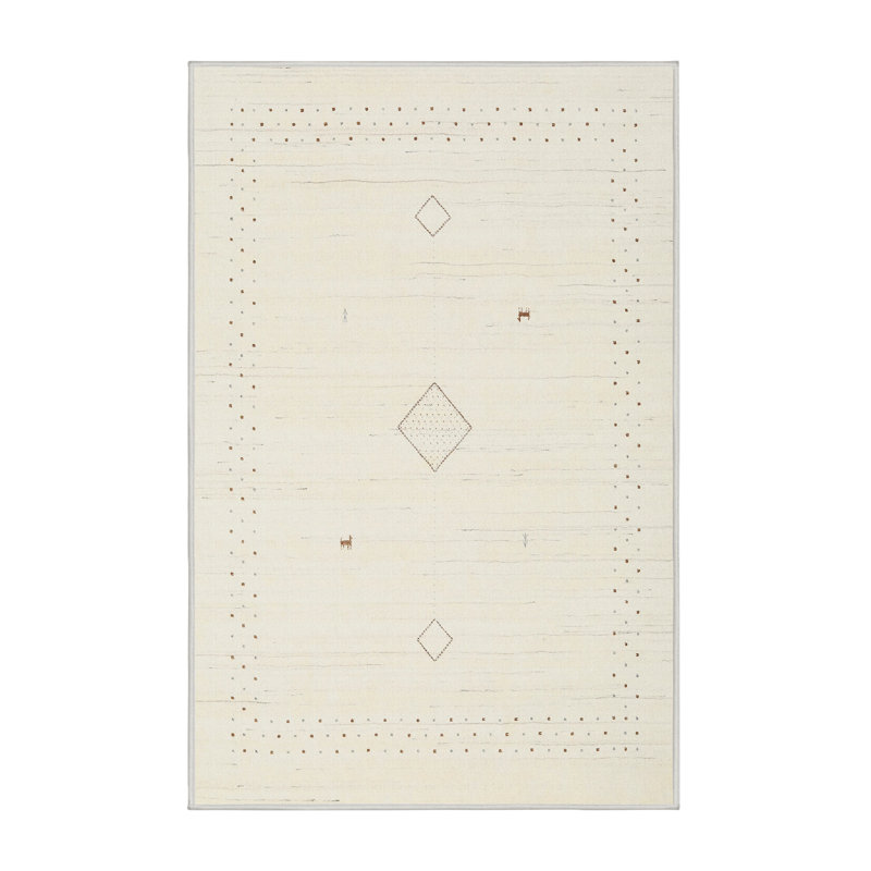 Tapis de zone blanche contemporaine, Rectangle 5 pi x 7 pi