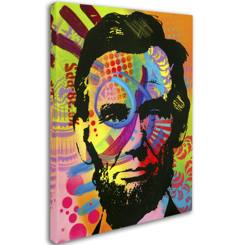 « abraham lincoln », reproduction d’impression sur toile tendue, H 19 po x l 14 po