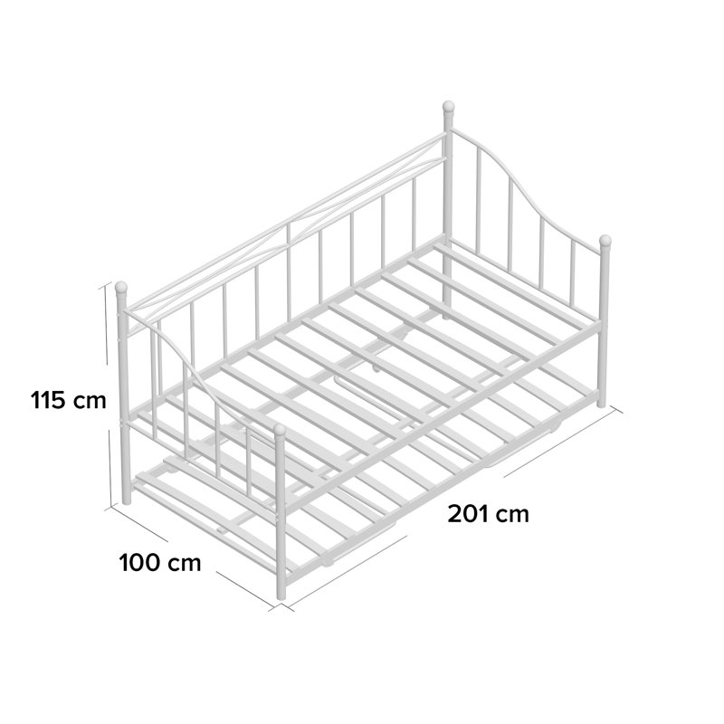 Ziggy Daybed with Trundle, Black, Single (3')