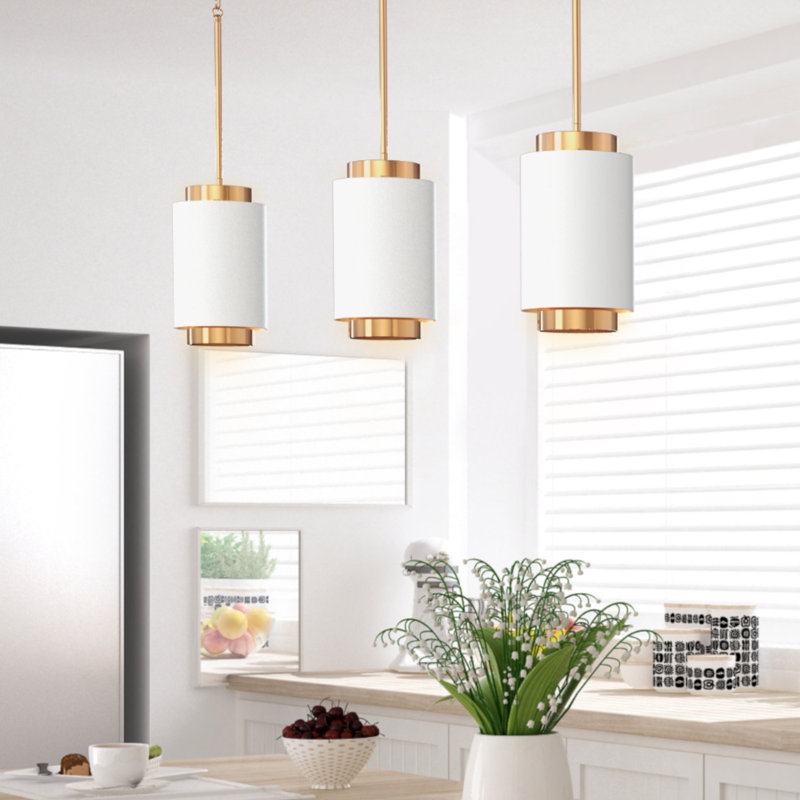 Luminaire suspendu cylindrique 1 lumière Ingrid, Blanc