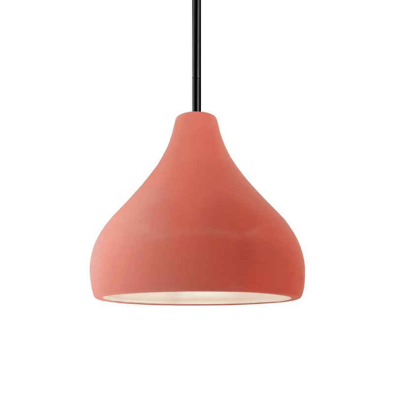 Luminaire suspendu à 1 lumière Meydan, H 7,25 po x l 8 po x P 8 po, Rosé brillant, Noir mat