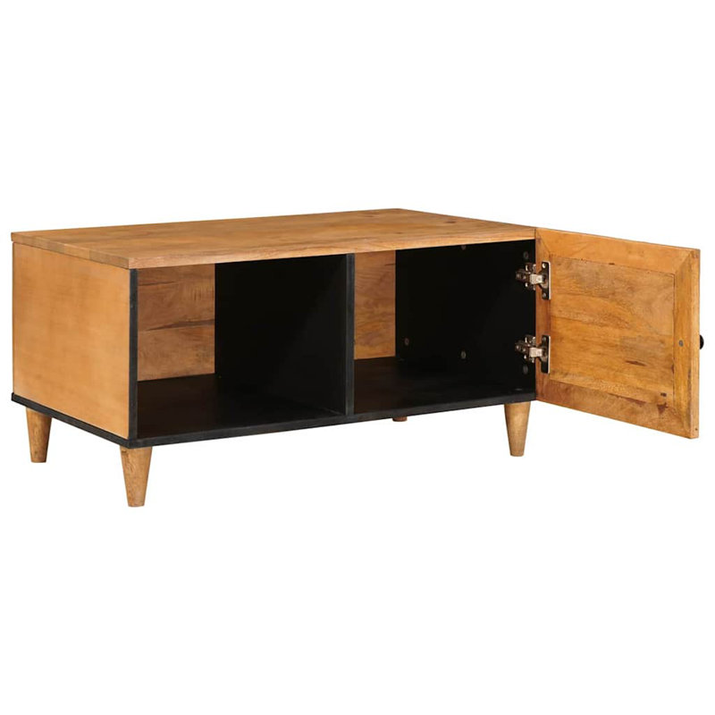 Solid Wood Coffee Table with Storage, Light Brown