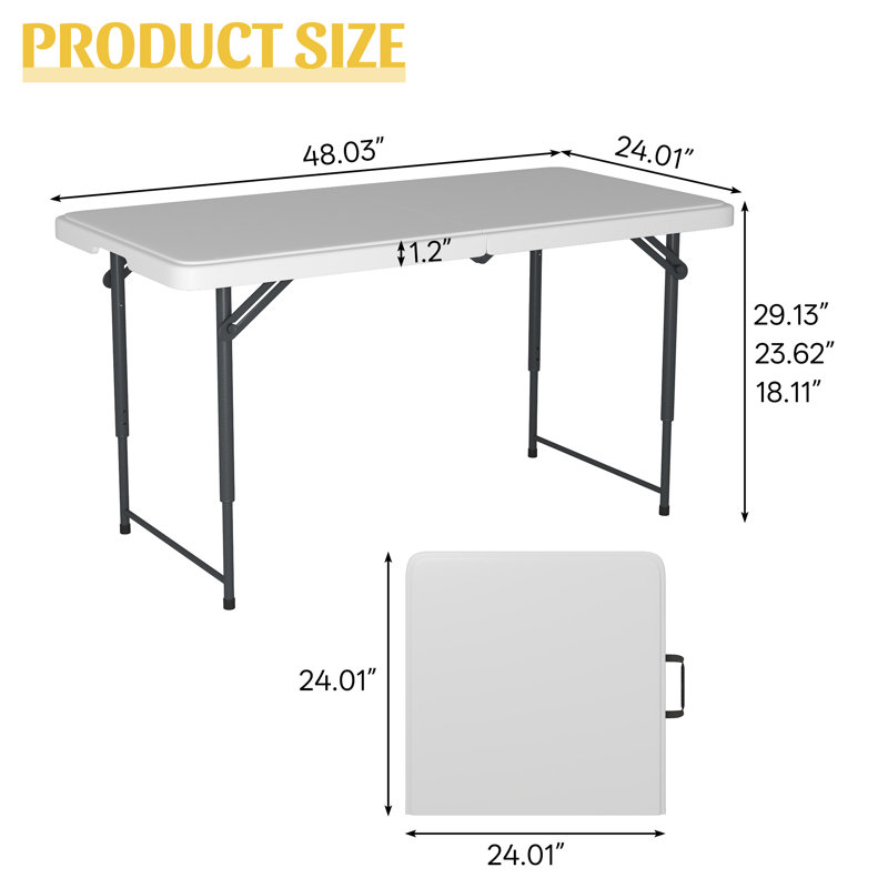 Table pliante commerciale portative robuste de 4 pi avec poignée