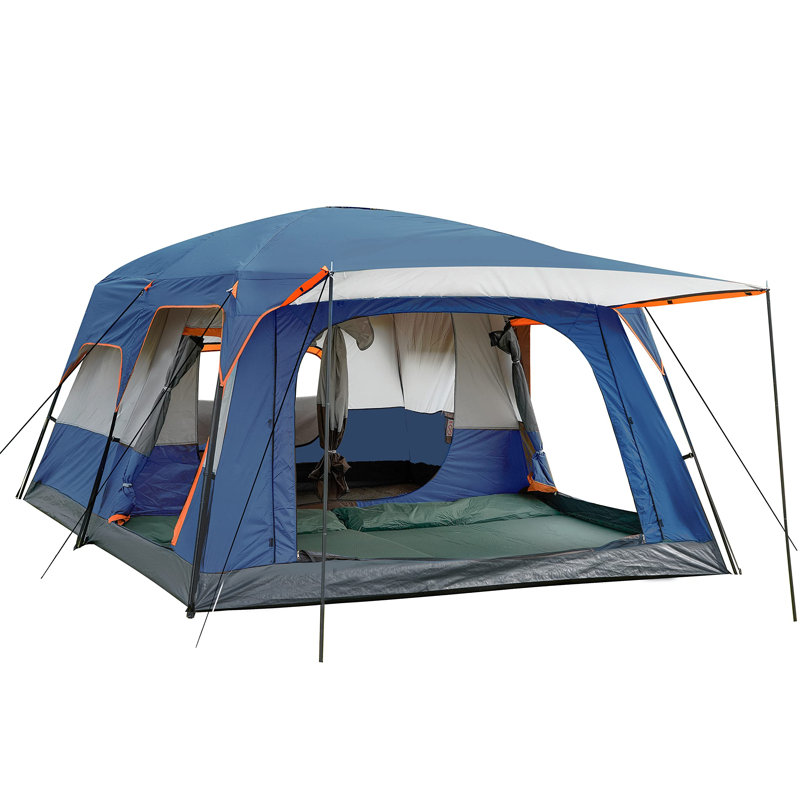 Extra Large Tent 10-12-14 Person(B),Family Cabin Tents,2 Rooms,3 Doors And 3 Windows With Mesh,Straight Wall,Waterproof,Double Layer,Big Tent For Outdoor,Picnic,Camping,Family Gathering