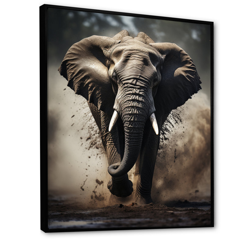 Éléphant Banwari Glimmers of Grace - imprimé, H 20 po x l 12 po x P 1 po, Cadre flottant noir