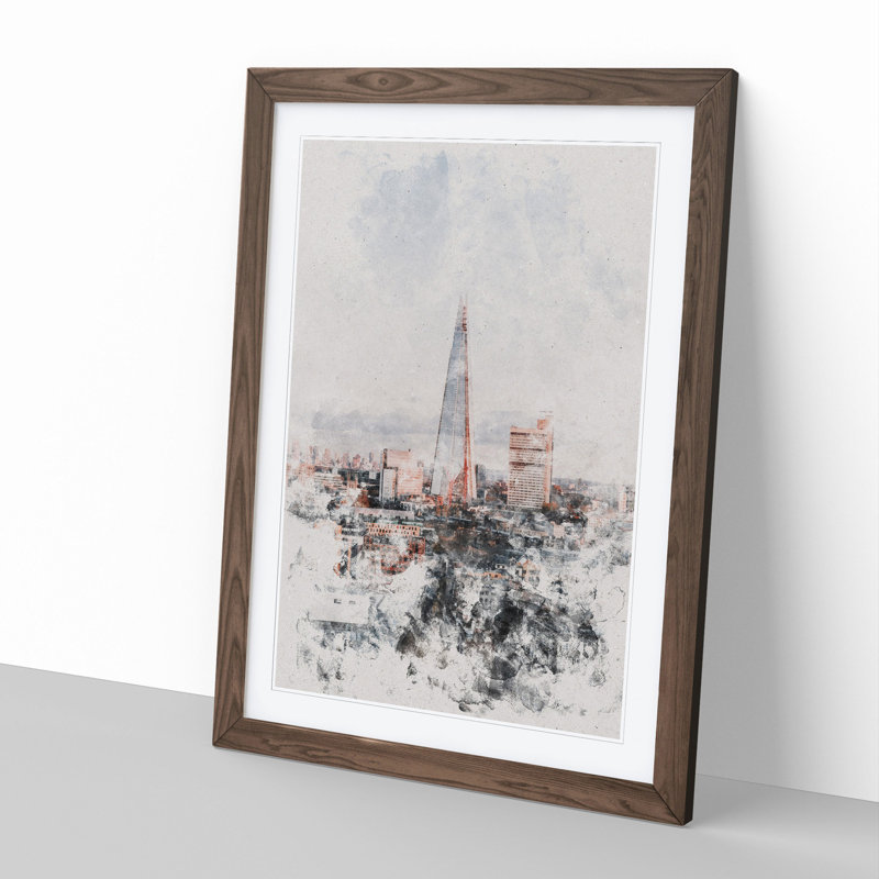 The Shard in London Vol.5 - Picture Frame Graphic Art, 48cm H x 36cm W x 2cm D, Walnut Framed