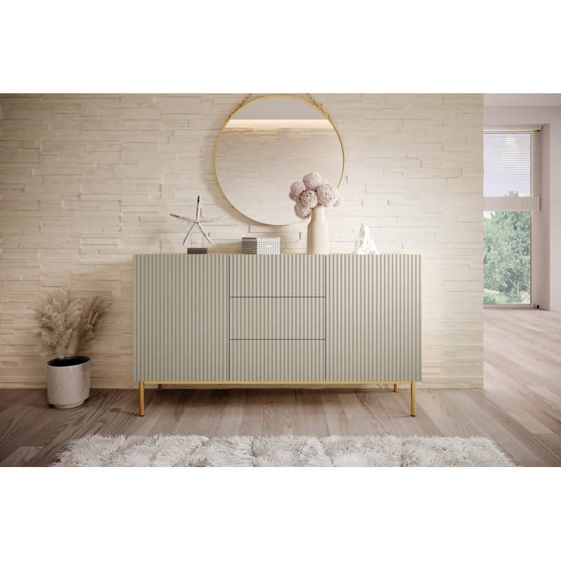 Amhad NICOLE CHEST OF DRAWERS 150 2D3SZ, Cream/Gold
