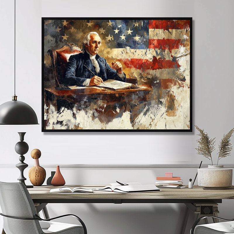 James Madison présentant la déclaration des droits aux États-Unis - Patriotiste des États-Unis, art mural, H 16 po x l 32 po