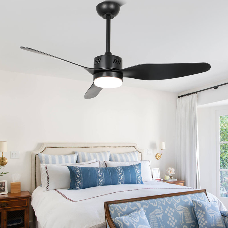 46 Inch Indoor Chandelier Fan, Modern Black Ceiling Fan with Lights and Remote Control, 6 Speeds Reversible Ceiling Fan for Bedroom