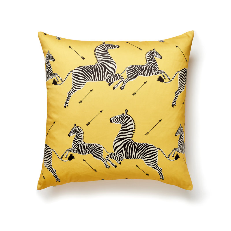 Zebras Square Pillow Cover & Insert, Yellow