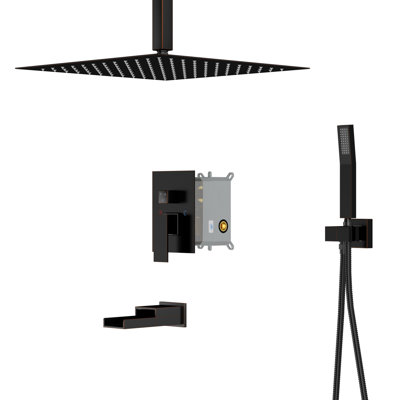 16" Multi Function Dual Shower Head Adjustable Ceiling Mounted Shower