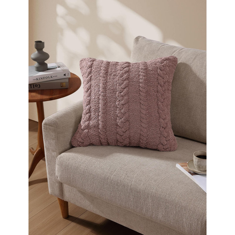 Braided Square Pillow Cover & Insert, Navy
