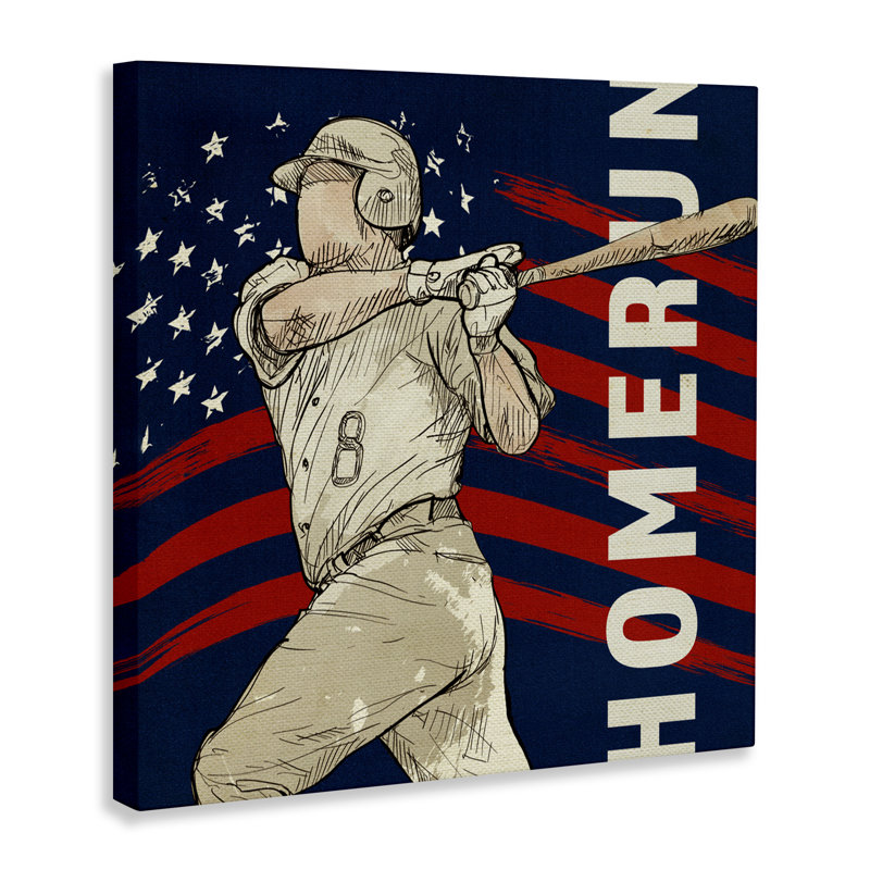 Toile de baseball Patriotic Home Run, design par LightBoxJournal, H 30 po x l 30 po