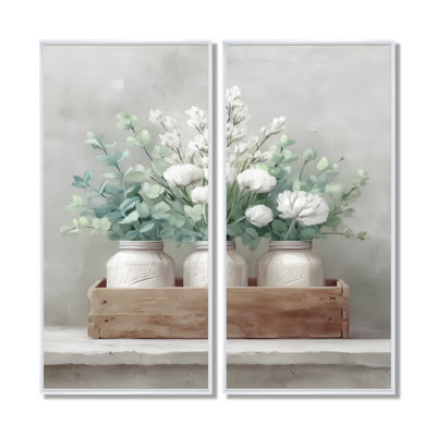 «Rustic Farmhouse Pe pivons - Farm Wall Art Decor, White Farmhouse, reproduction sur toile 2 pièces