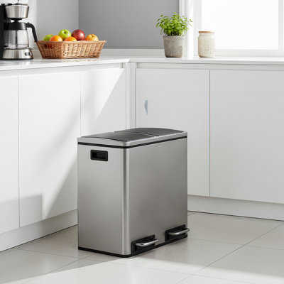 Steel Step On Multi-Compartment Rubbish & Recycling Bin