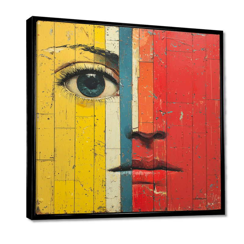 Pop Art Eye Of Love Heart I - Art mural Pop Art, H 16 po x l 16 po, Noir, noir, noir, noir, Impression encadrée flottante