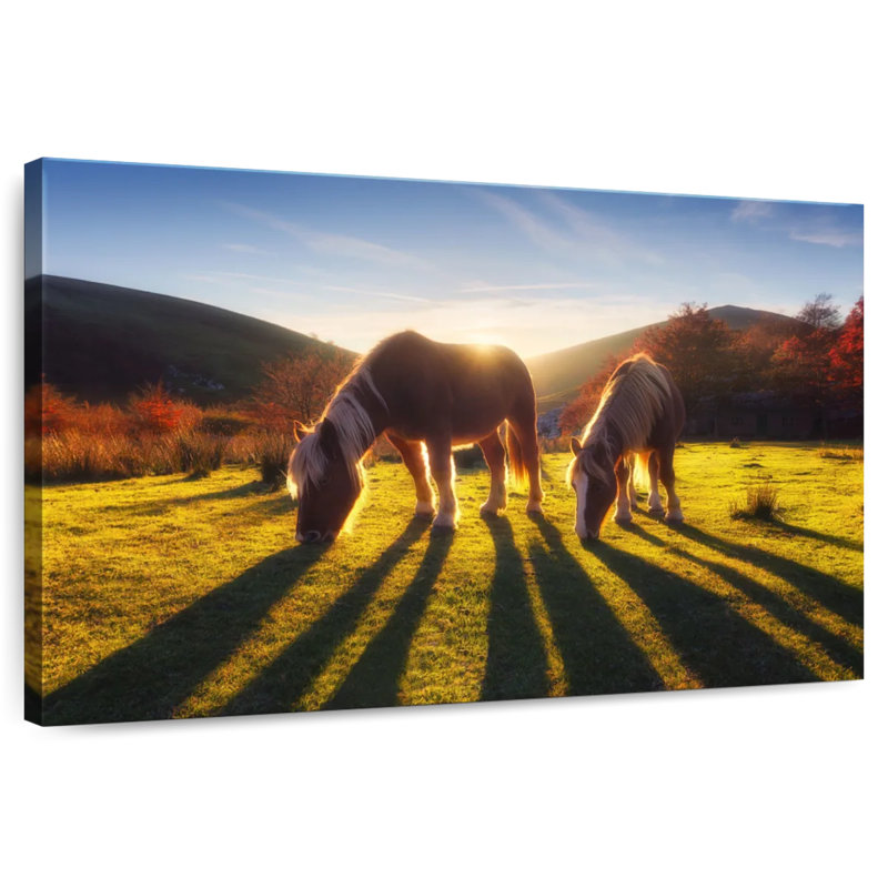 Crowle Sunset Horses, 30" H x 45" W