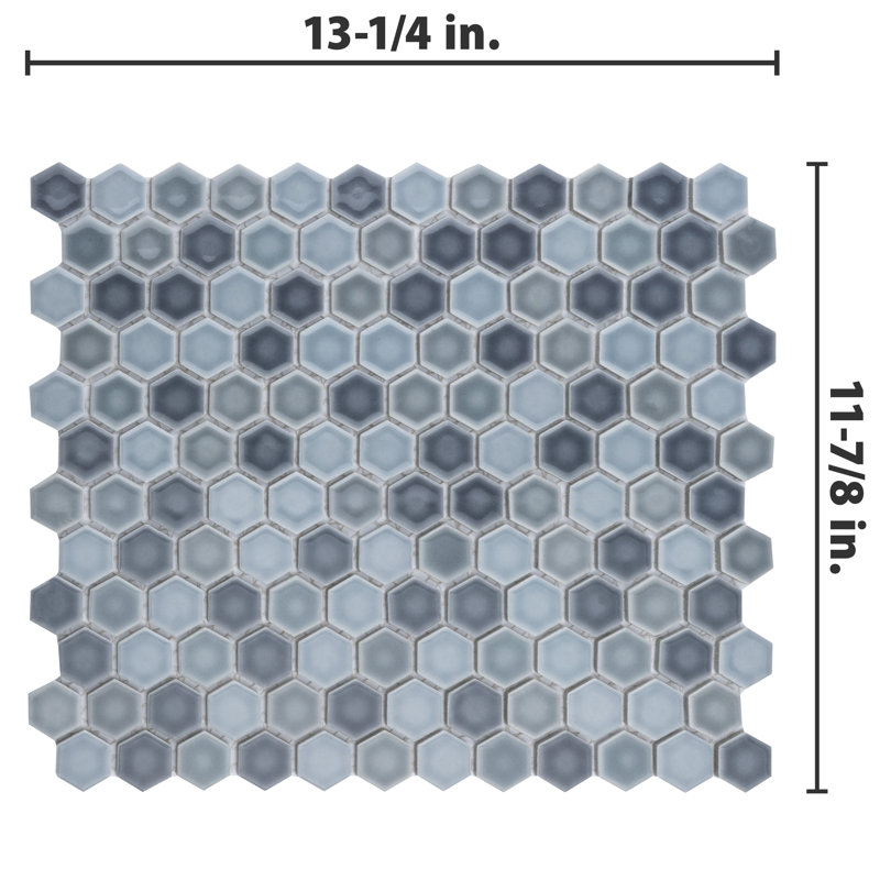 Hudson 1" x 1" Porcelain Honeycomb Mosaic Wall & Floor Tile, Stillwater