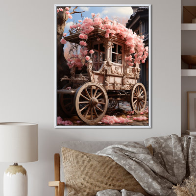 Romantisme, chariot de mariage rose I