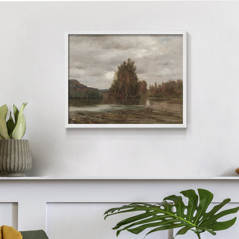 Paysages rétro-CDXC - reproduction encadrée, H 22 po x l 28 po, Blanc