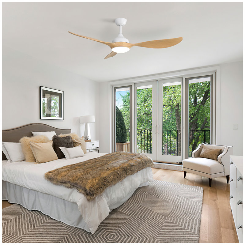 Ventilateur de plafond moderne 56 pouces à DEL à intensité variable, silencieux et réversible pour l'intérieur et l'extérieur