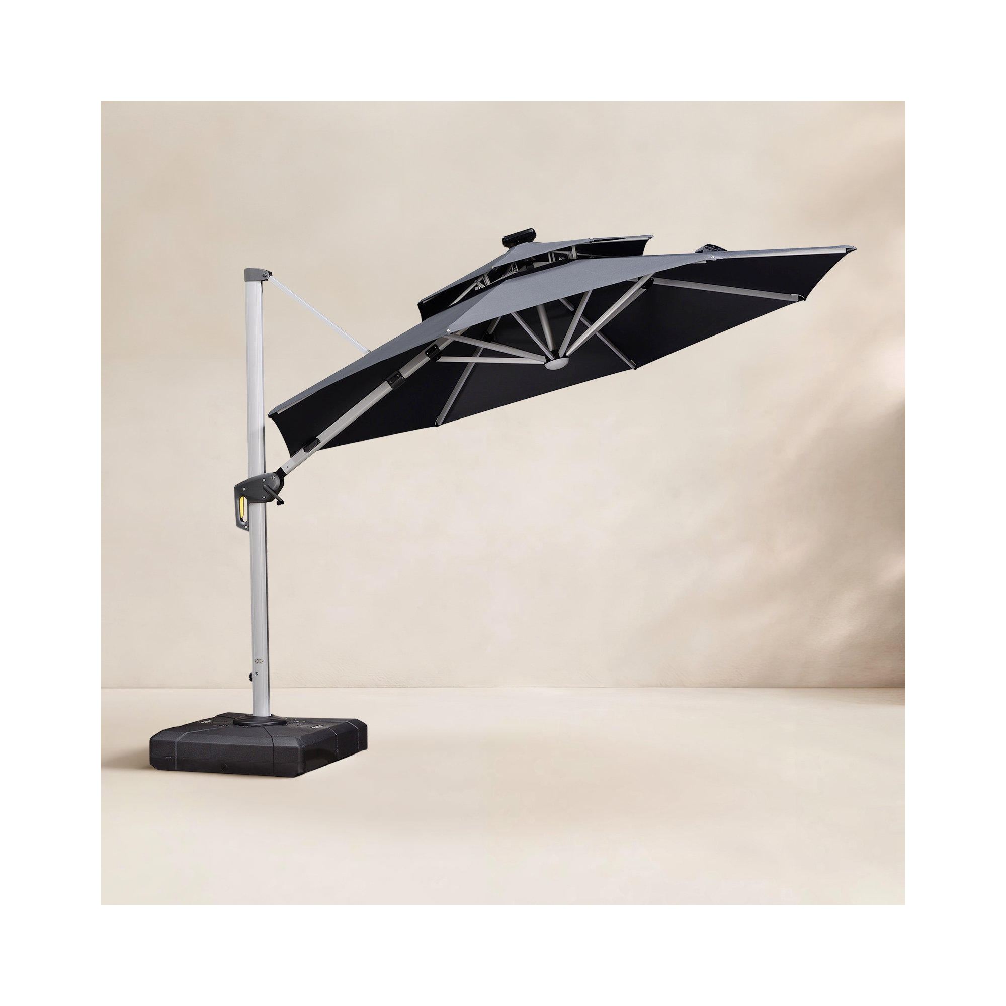 Lillehammer 144'' Cantilever Outdoor Umbrella with lights, Gray