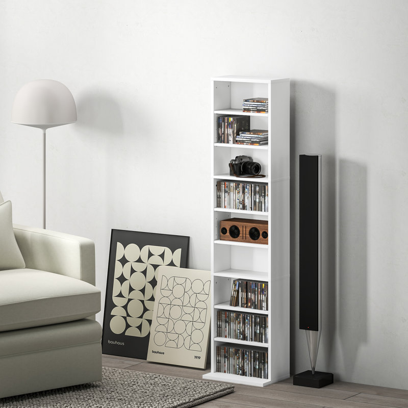 Armoire de rangement multimédia, tablette DVD à 9 niveaux avec 6 tablettes réglables