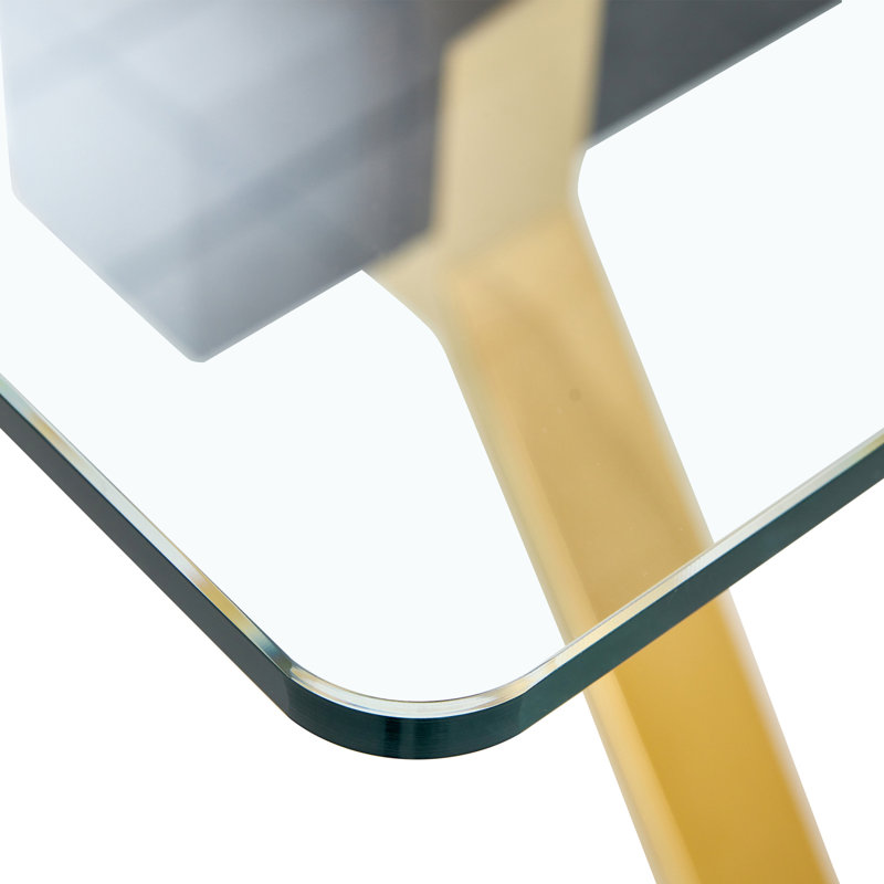 1 Piece Rectangular Dining Table without Chair, Gold