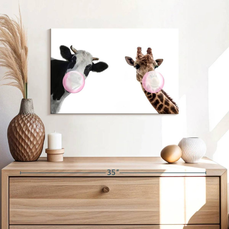 «Bubble Gum», animaux rigolos sur toile, H 24 po x l 16 po x P 1,25 po