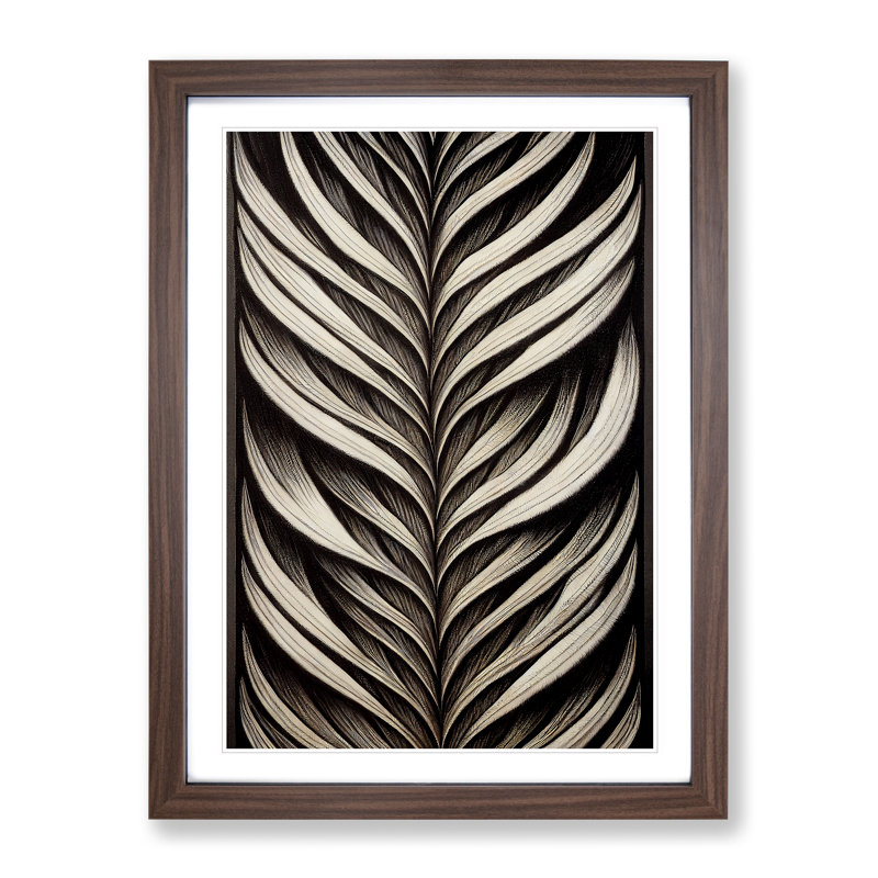Traditional Feather - Wall Art, 66cm H x 48cm W, Walnut Framed, White