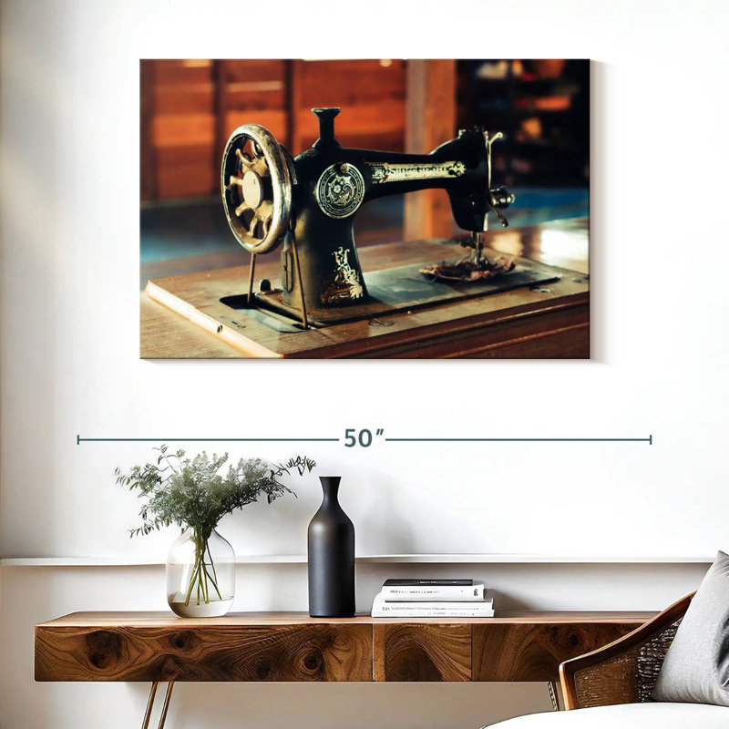 Senne Antique Sewing Machine, 26" H x 39" W