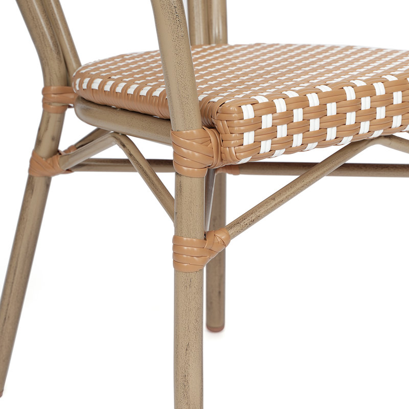 Chaises Paris empilables Comeaux, Blanc / brun clair / naturel clair