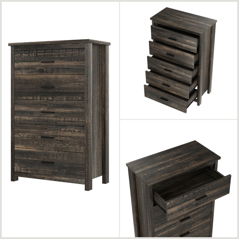 4-Piece Bedroom Set, Nightstand Included, Antique Grey