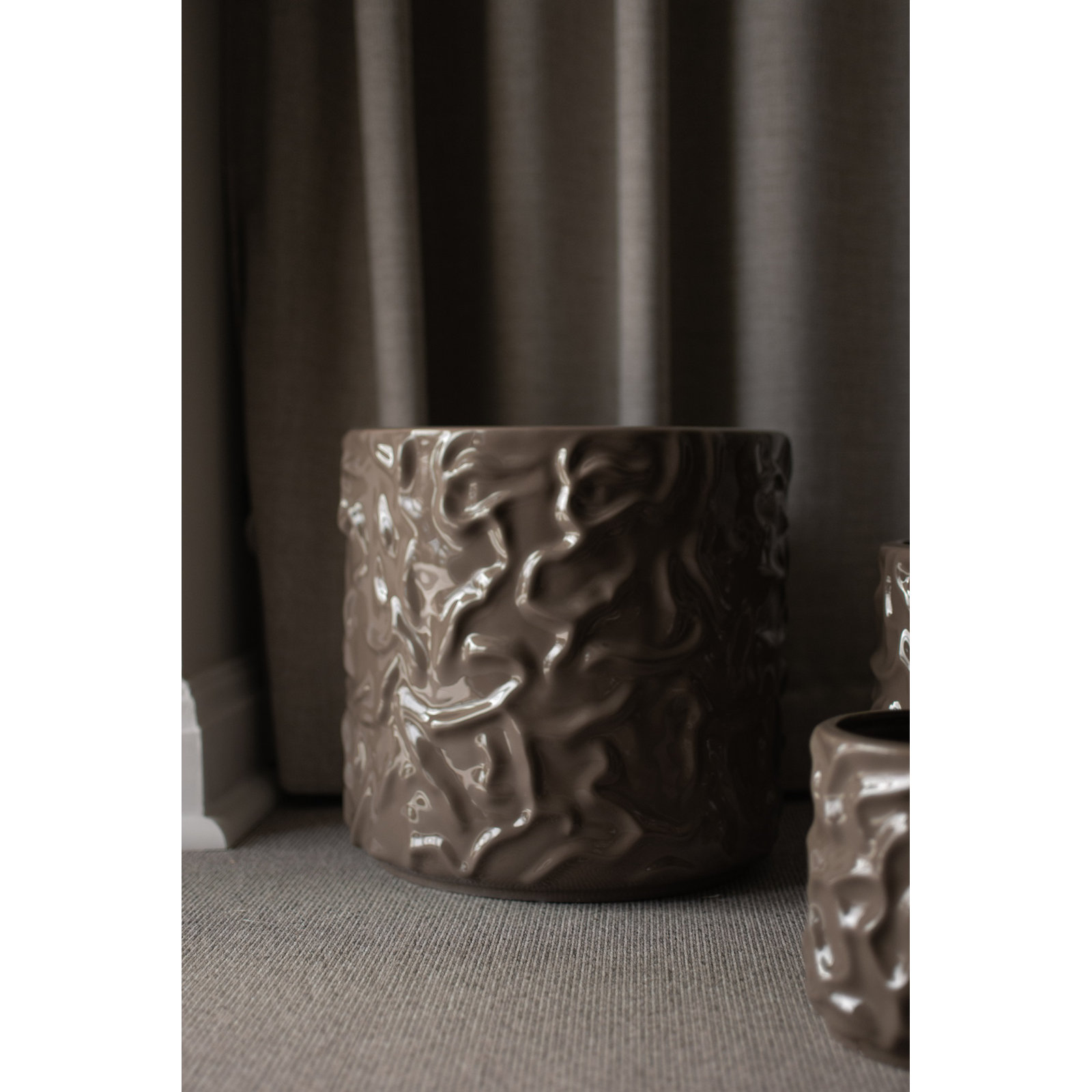 Ceramic Table Vase, 6.3" H x 4.75" W x 4.75" D, Greige