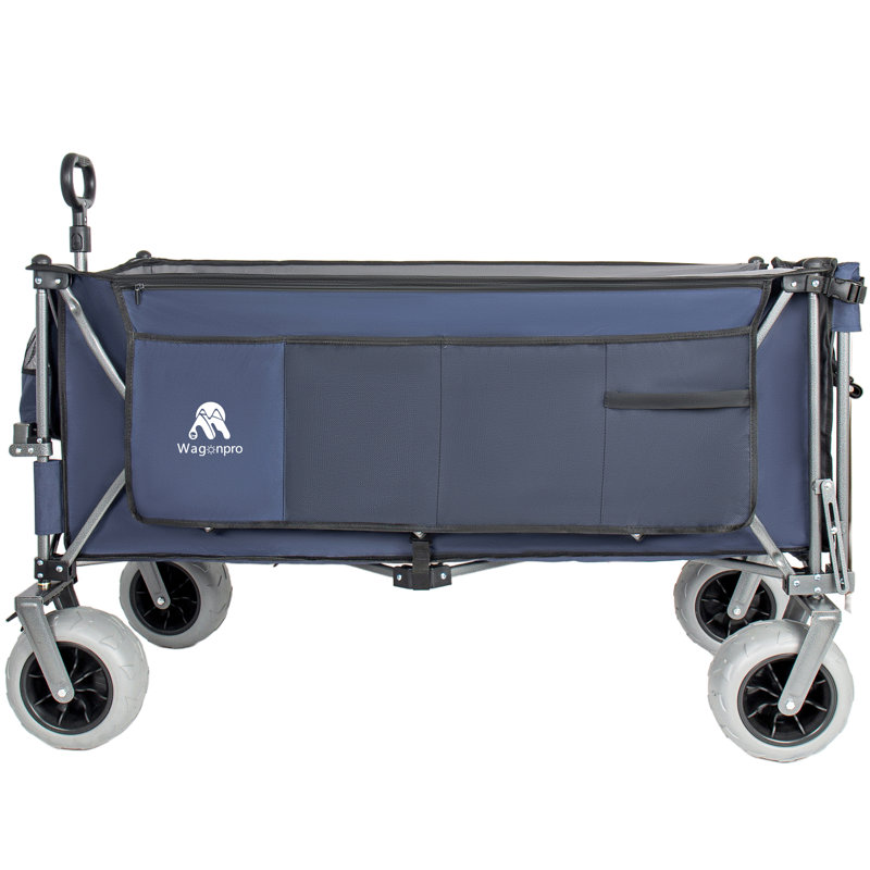 Chariot pliant robuste avec hayon extensible, chariot utilitaire pliable d'une capacité de 500 lb, Bleu