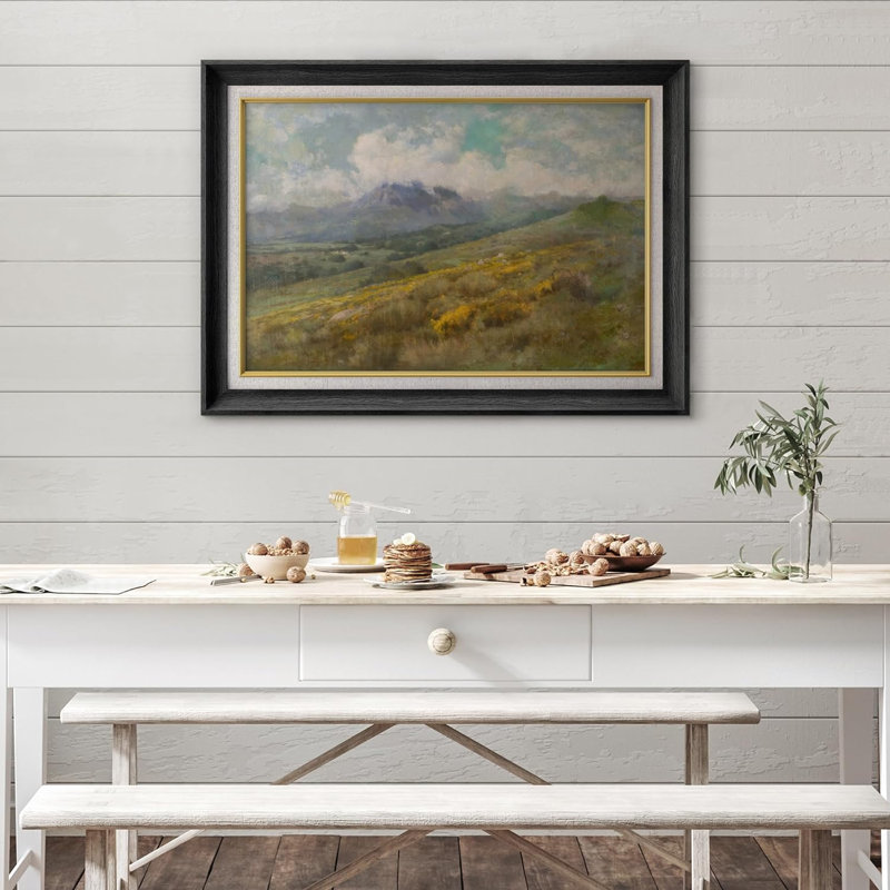«Rustic Countryside Sheep» dans une ferme en pleine nature, impression sur papier, Cadre noir, Pas de tapis