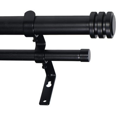 Tringle à rideaux double réglable Garbani à largeur totale x 1 po de diamètre avec embouts