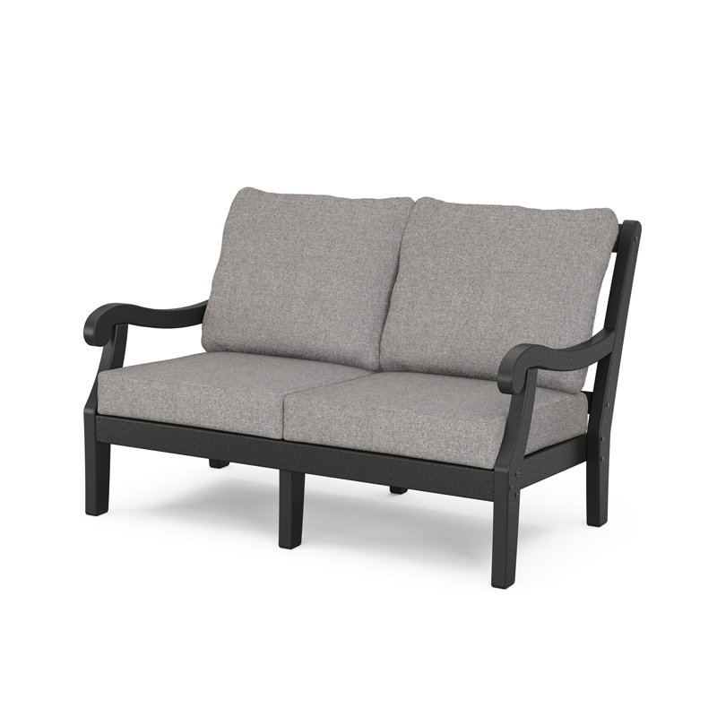 Causeuse POLYWOOD x Birch Lane Verlyn, Coussin gris brume / structure noire