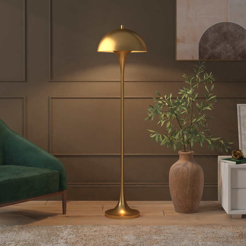 Klarina Vega 61" Tall Floor Lamp with Metal Shade, Gold