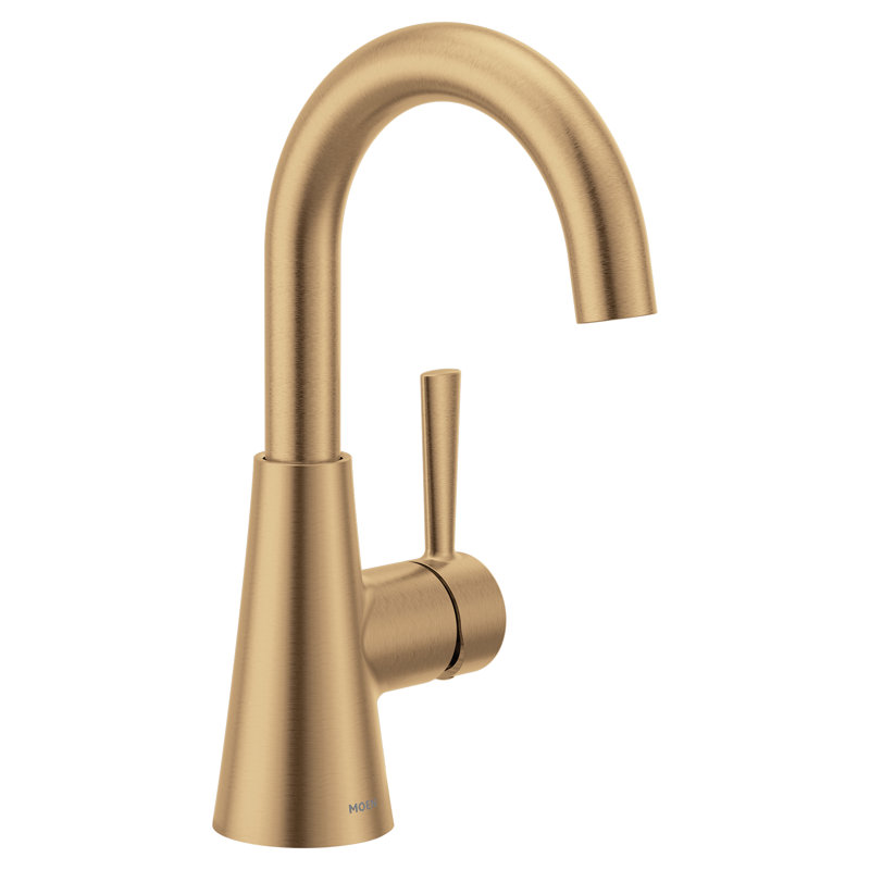 Ronan One-Handle Single Hole Modern Bathroom Sink Faucet with Optional Deckplate and Spring Drain, Bronzed Gold